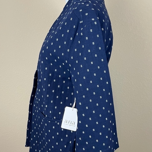 NWT Ana (A New Approach) Jacket Kimono Blue Patterned 3/4 Sleeves; Size XSP-SP - Picture 5 of 10